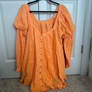 Free people orange long sleeve dress